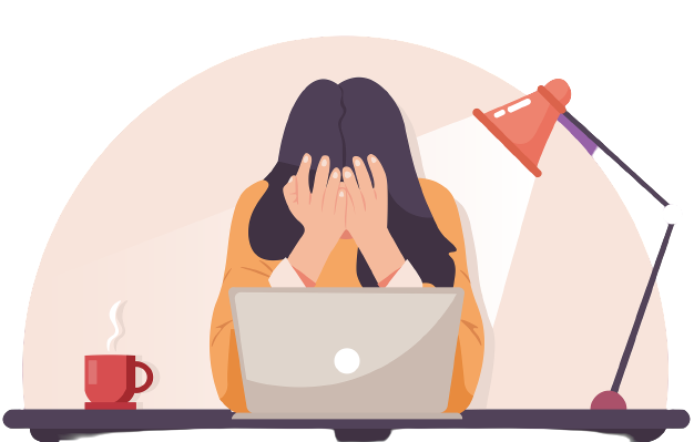 Estudiante desesperada con tarea.